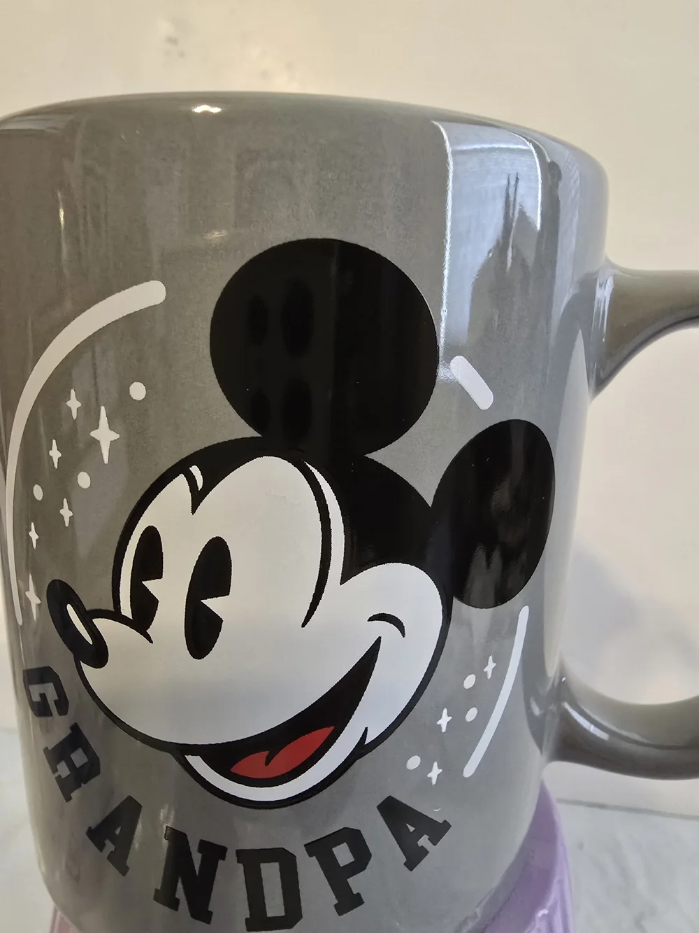 Disney Gray Mickey Mouse Grandpa Ceramic Mug New